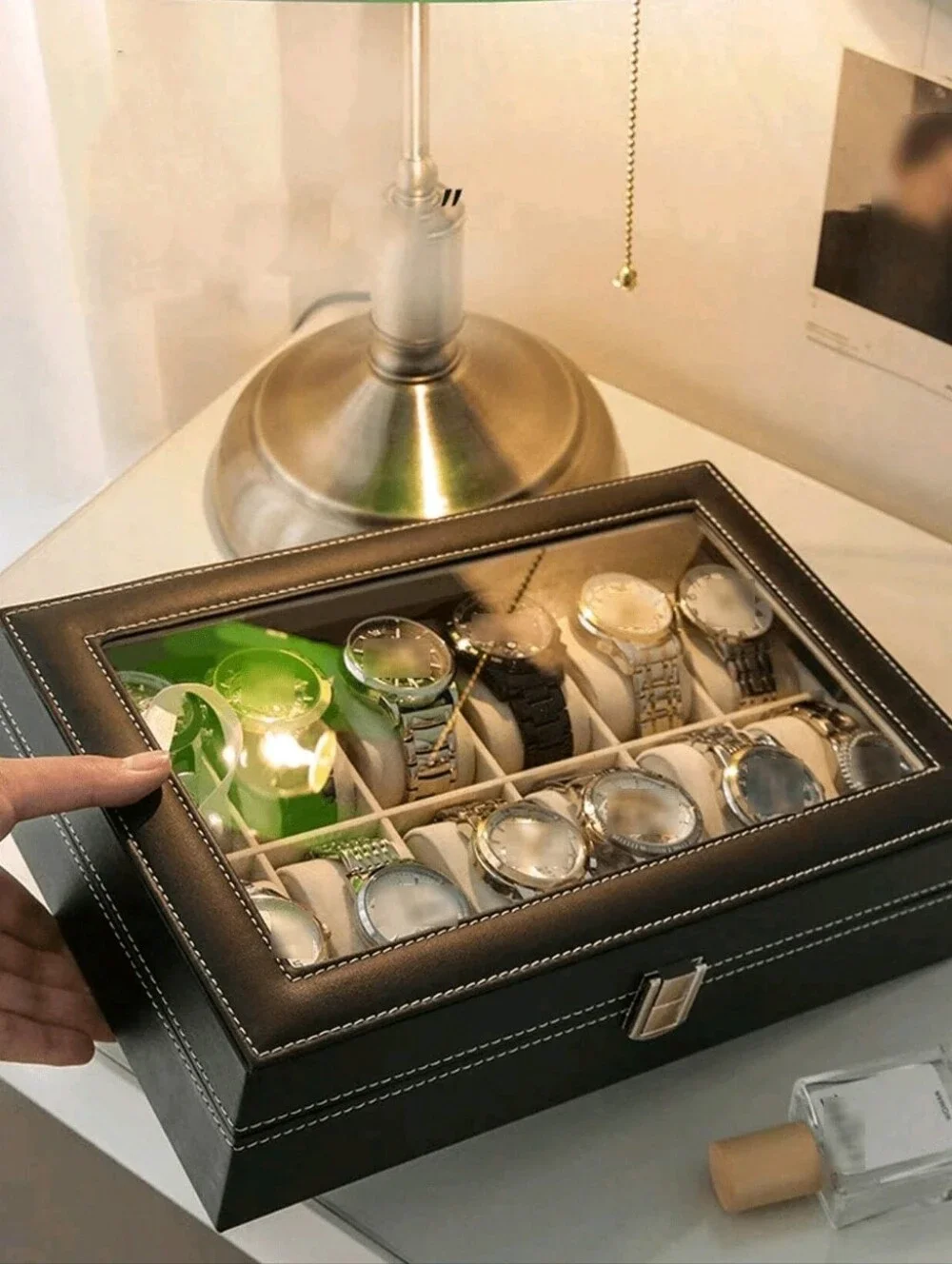 Men's Metallic Watch Organizer Case - Silver